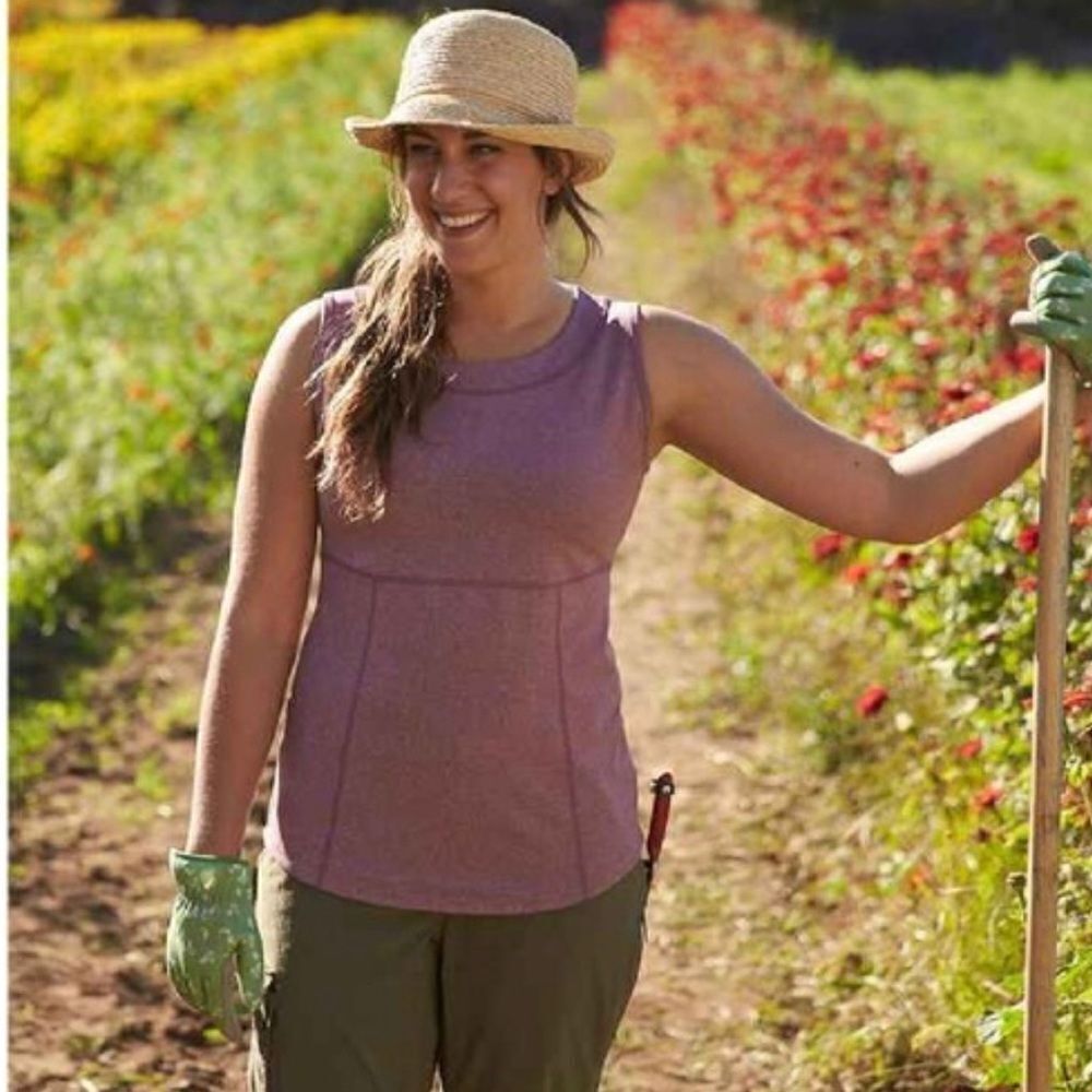 Duluth Trading Co Heather Beet Grow Getter Tank Gray Upf 50+. Built-In Shelf Bra — image 2 of 8